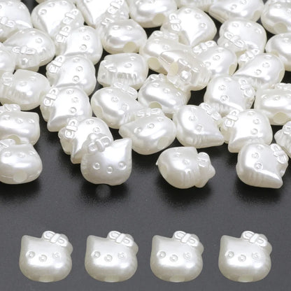 50 stücke 11mm Acryl Imitation Perle Perlen Cartoon Katze Perlen Für Schmuck Machen Armband Halskette Hand Diy Zubehör