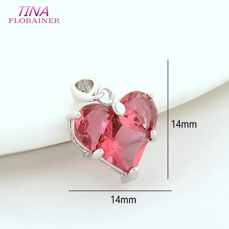 3PCS 14MM 14K Gold Farbe Messing mit Zirkon Herz Halskette Charms Anhänger Ohrringe Schmuck Machen Liefert Zubehör