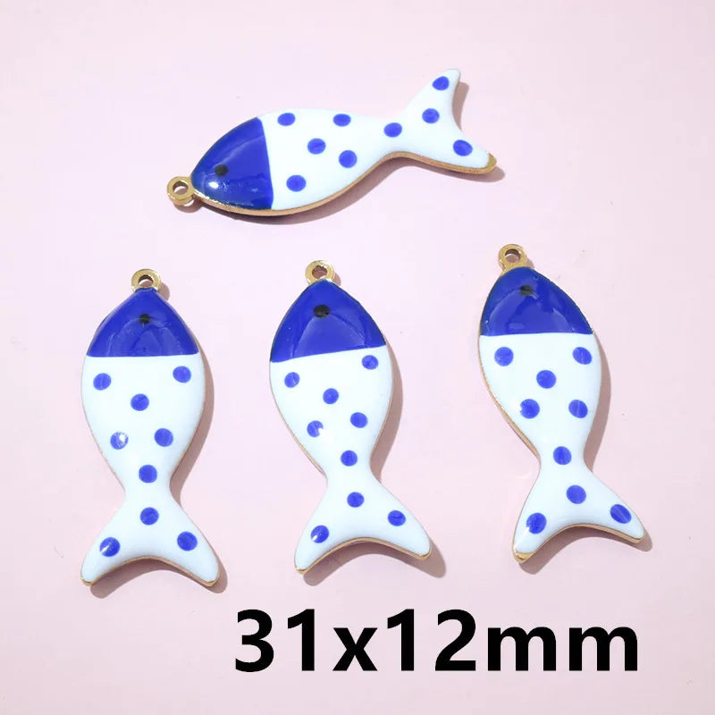 10 Stück Edelstahl Emaille Fisch Charms Anhänger 31x12mm DIY Schmuck Making Zubehör Erkenntnisse für Halsketten Ohrringe Armbänder