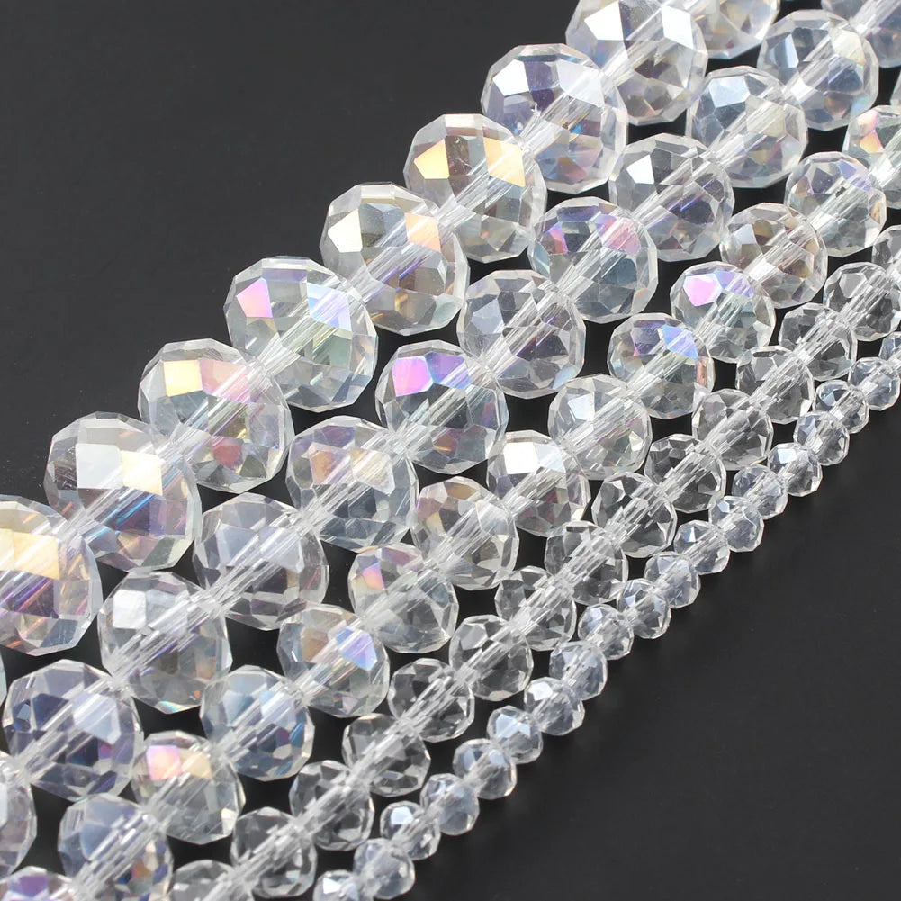 3/4/6/8mm Facettierte Jade Weiße Kristall Glas Perlen Vergoldet Flache Runde Lose Perlen für Schmuck Machen Diy Armband Ohrring