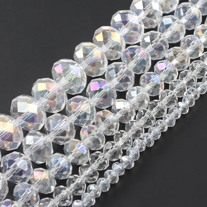 3/4/6/8mm Facettierte Jade Weiße Kristall Glas Perlen Vergoldet Flache Runde Lose Perlen für Schmuck Machen Diy Armband Ohrring