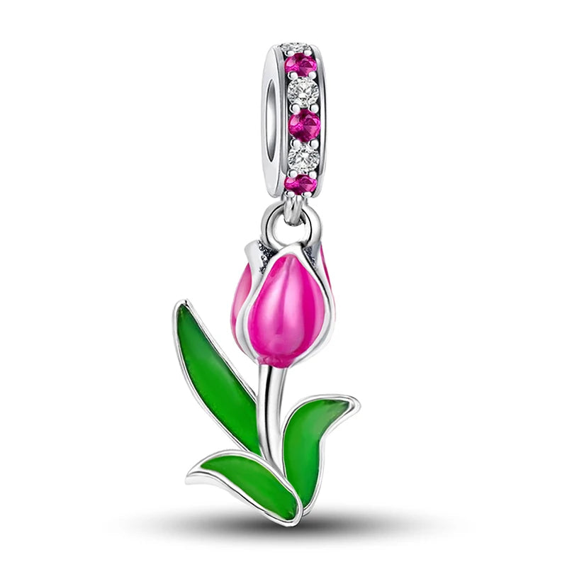 925 Sterling Silber Mode-Sonnenblumen-Charms, Pflanzenanhänger, DIY-Armband- und Halskettenherstellung, hochwertiges Schmuckgeschenk