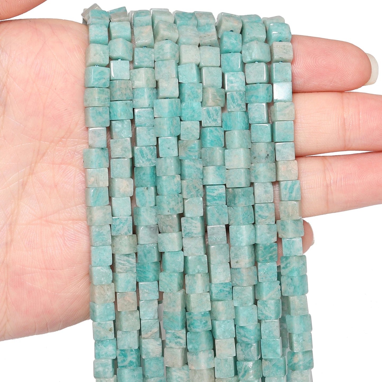 4 mm quadratische Würfelform-Perlen, natürlicher Lapislazuli, Amazonit, lila Achat-Steinperlen für Schmuckherstellung, DIY-Armband-Zubehör