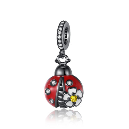 Rote Serie 925er Sterlingsilber, Koi-Herz, Pilz, Feuerwerkskörper, Kaffeemaschine, Charm, passend für DIY-Armbänder, Halsketten, exquisite lustige Geschenke