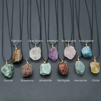 26-36mm 1pc Naturstein Citrin Roh draht gewickelt Anhänger rosa weiß Quarz Amethyst Fluorit unregelmäßigen Stein Halskette Schmuck