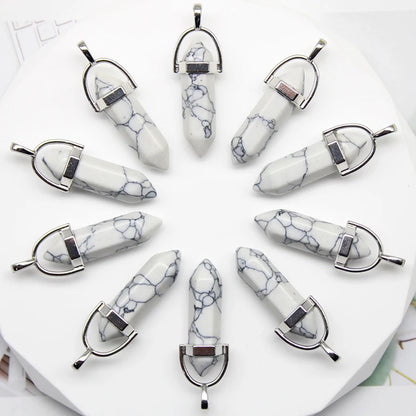 24 stücke Natürliche Stein Achate Quarz Kristall Anhänger Für Halskette Charme Fluorit Sechseckigen Anhänger DIY Schmuck Machen Zubehör