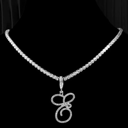 Neue Kursive Buchstaben Kubische Zirkonia Kette Initialen Namenskette Hip-Hop Schmuck Gold Silber Farbe CZ 26 Alphabet Anhänger Halsketten