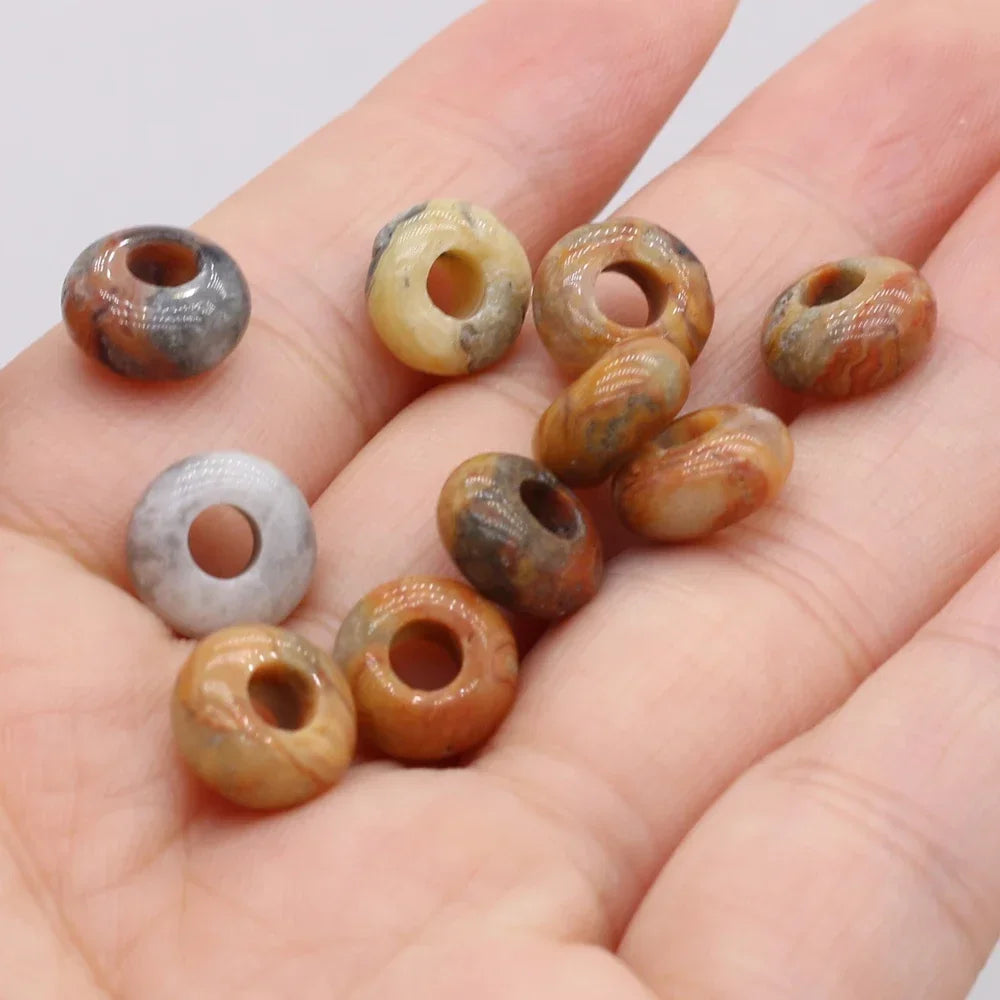 Großhandel 100 Stück Natursteinperlen, großes Loch, Abacus-Form, Agts-Steinperlen für die Herstellung von Schmuck, Halsketten, Loch 4 mm, Größe 5 x 10 mm