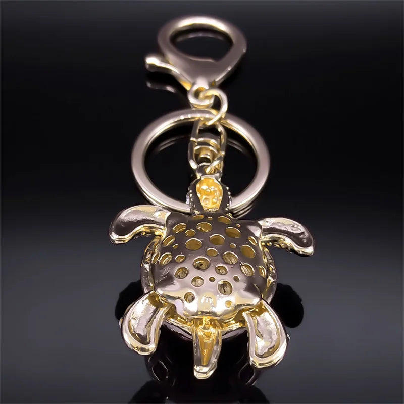 Exquisite bunte Kristall Schildkröte Schlüsselanhänger Halter für Frauen Männer Legierung Strass Tier Schlüsselanhänger Charme Schmuck Geschenke K5205S03