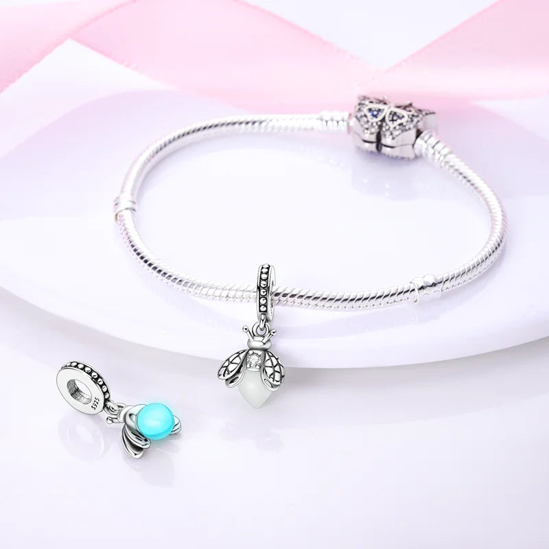 925er Sterlingsilber, original leuchtende Glühwürmchen, modische Charm-Perlen, DIY-Armband, Halskette, Verlobung, Geburtstag, Schmuck, Geschenk