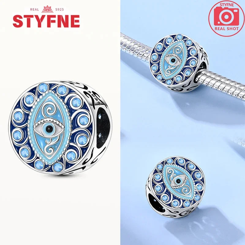 NEUE Silber 925 Elefant Evil Eye Hand Kreuz Herz Blau Zirkon Perlen Charms Fit Original Armband für Frauen Diy Edlen Schmuck geschenk