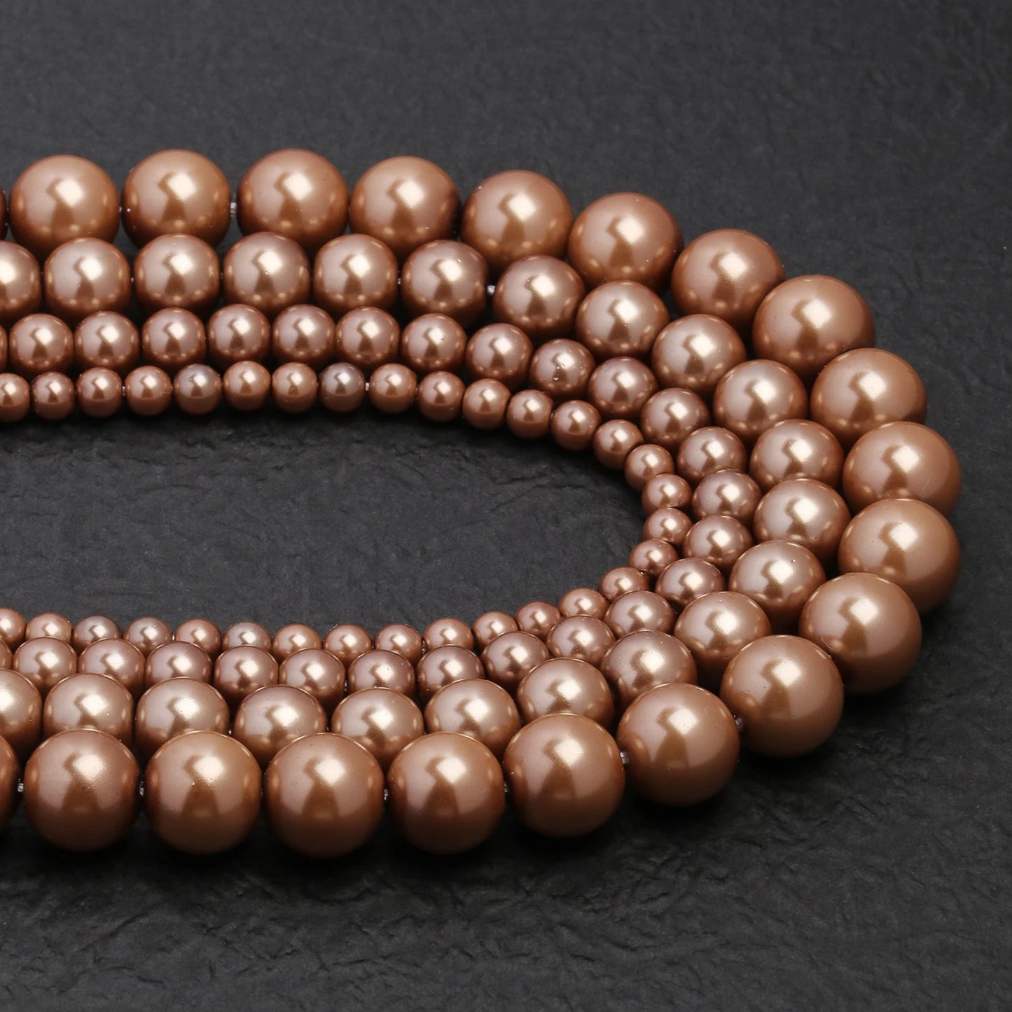 Großhandel Bulk Brown Shell Pearl Bead Runde lose Distanzperlen für Schmuckherstellung DIY Geschenk Armband Halskette 15'' 4 6 8 10mm