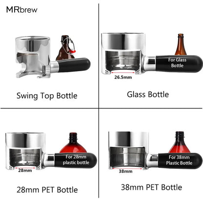 Bierglas-Flaschenfüller-Adapter, entschäumender Bierhahn-Adapter für 28-mm-PET-Flasche, 38-mm-PET-Flasche, Einreichung von Swing-Top-Flaschen