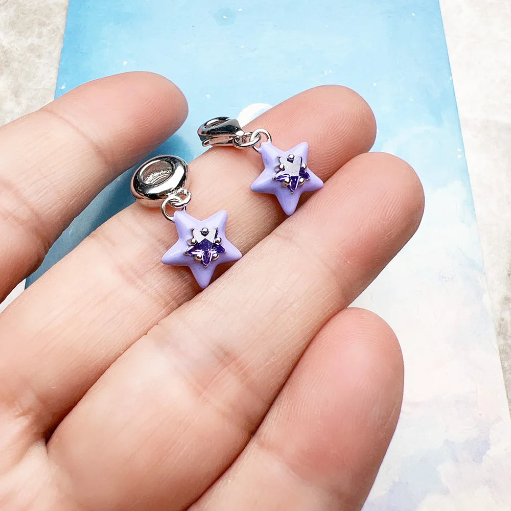 Violette Emaille Stern Anhänger baumeln Charme heiß verkaufen Europa Mode europäische Sterling Silber trend iges Geschenk für Frauen