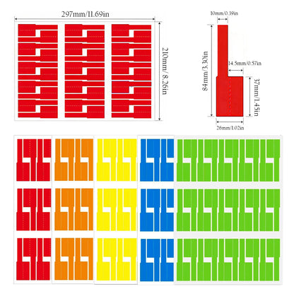 150–1080 Stück selbstklebende Kabeletiketten, bunte, wasserdichte Kabelmarkierungsbinder, Druckeraufkleber, Faserdraht-Etiketten, Organizer