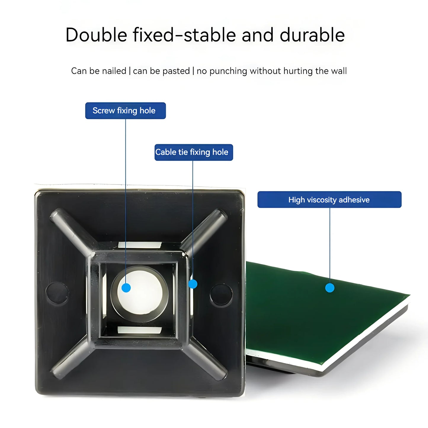 100 Stück Basis für Kabelbinder schwarze Schraub befestigung, selbst klebender Kabelbinder befestigungs sitz, Position ierungs stück der Kabel klemme
