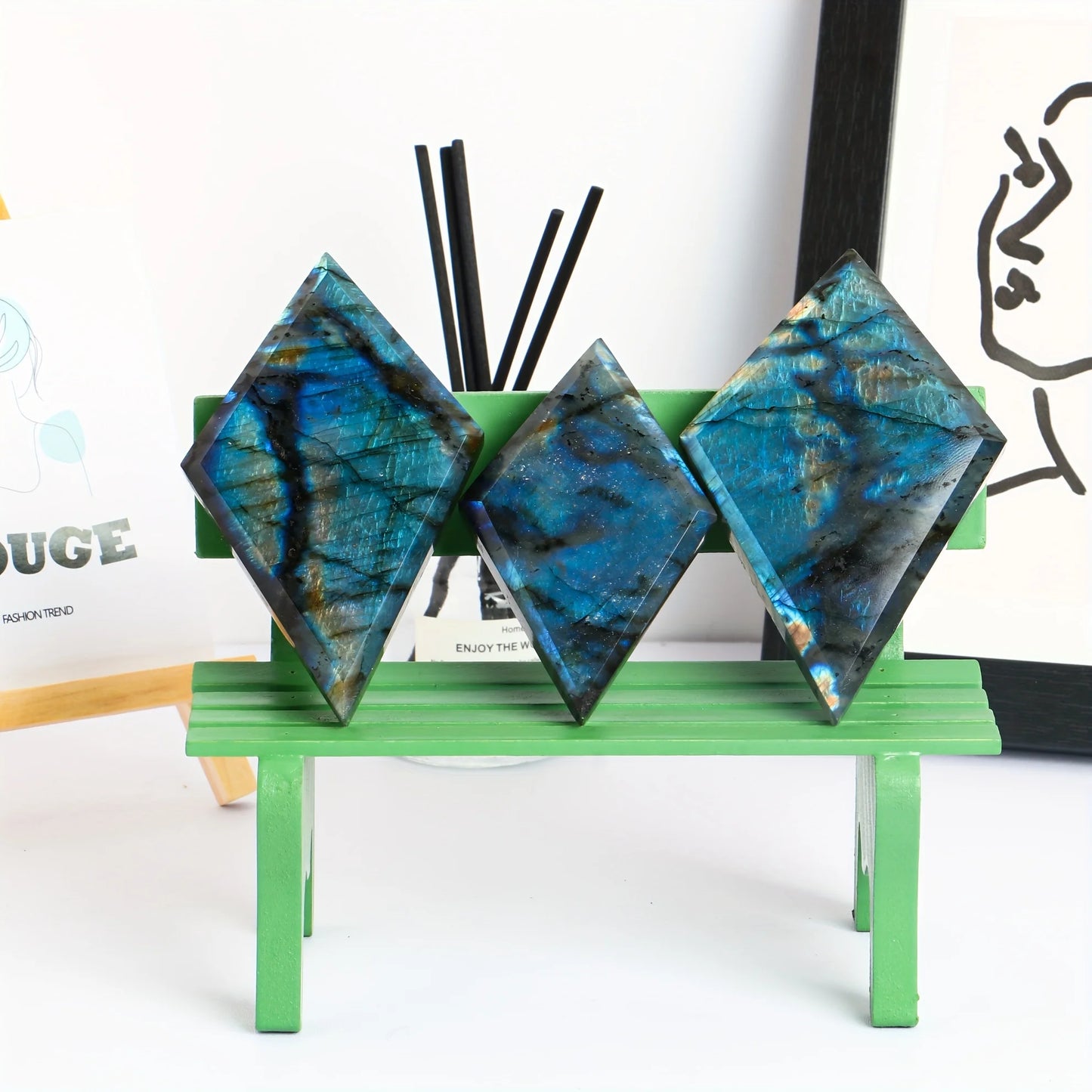 Natürlicher Labradorit stein, geometrische Prismen verzierungen, Haupt dekorations kristall handwerks verzierungen, Kristall geschenk