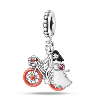 Charakter-Serie, 925er-Sterlingsilber, modisches Mädchen-Paar, Hochzeits-Charms, passend für DIY-Armbänder, Halsketten, exquisite Geschenk-Paarung