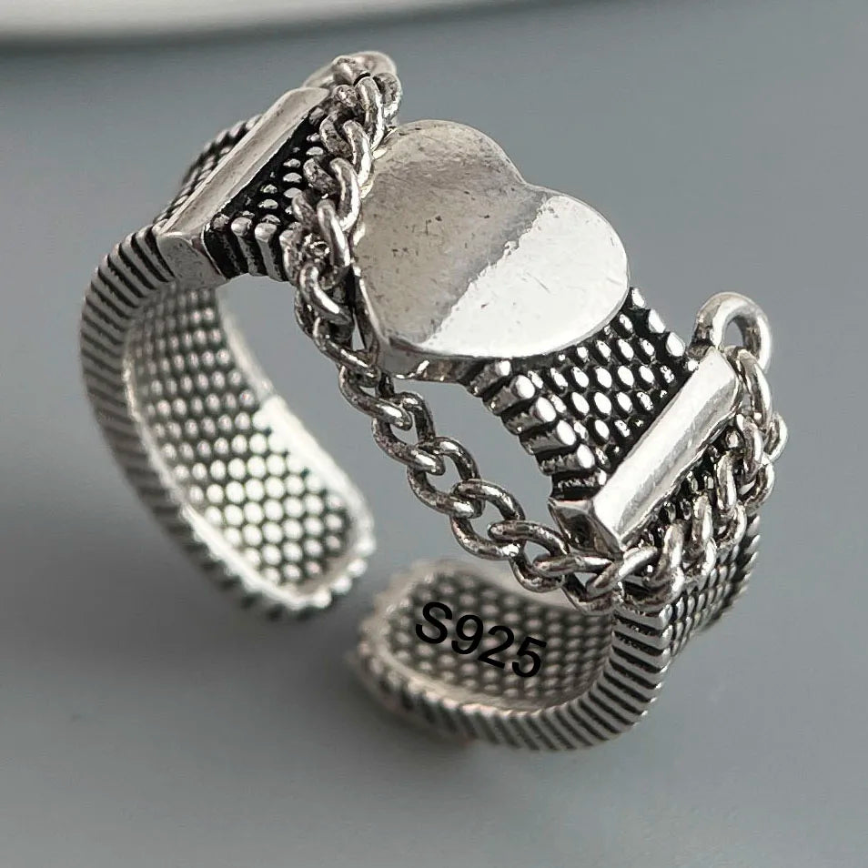 Ringe aus 925er-Sterlingsilber für Damen, Paare, minimalistisch, handgefertigt, schlicht, Retro-Blumen-Herz-Ring, edler Schmuck, Geschenk, verhindert Allergien
