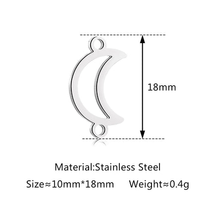 5Pcs Hohl Stern/Mond/Sonne Doppel Loch Charme Edelstahl Halskette Armband Anhänger DIY Link Stecker Schmuck machen Liefert
