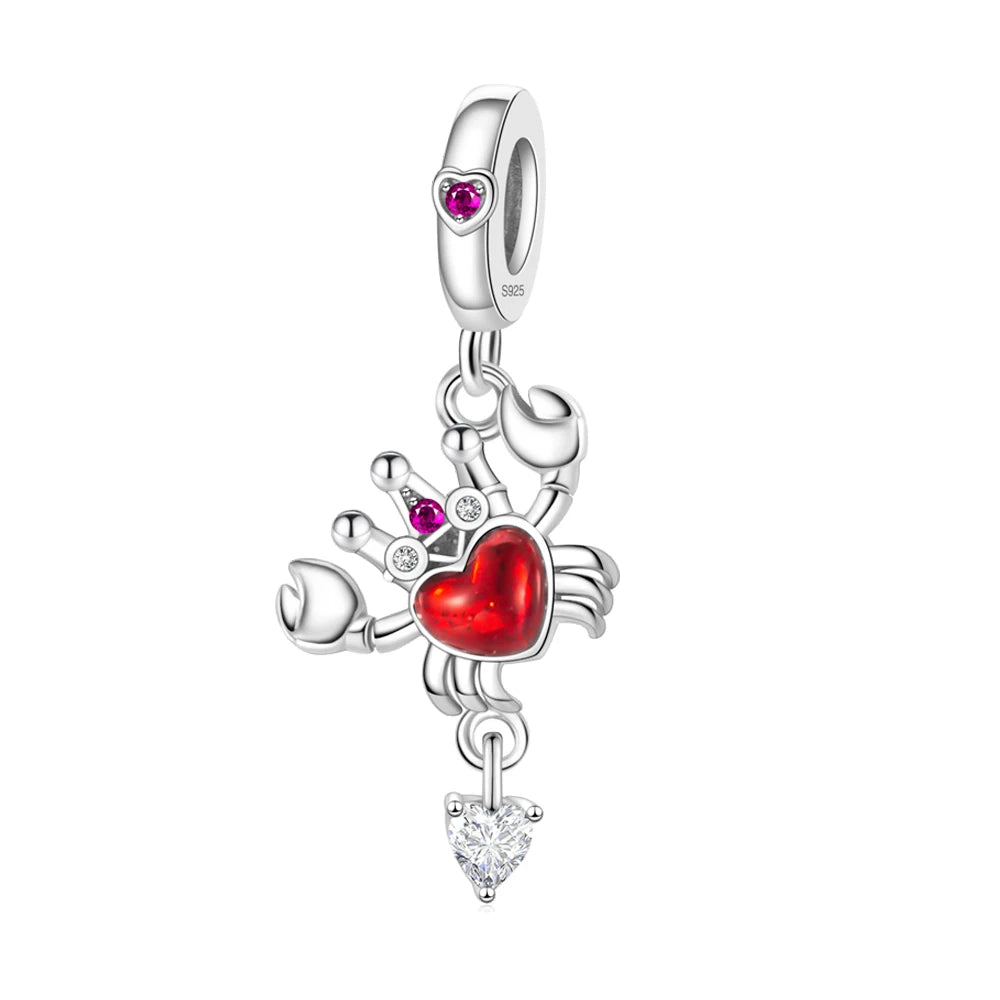 Rote Serie 925er Sterlingsilber Kamera Apfel Herzförmiger Koi Feuerwerkskörper Gott Reichtum Charm Passend für DIY Armband Halskette Partygeschenke