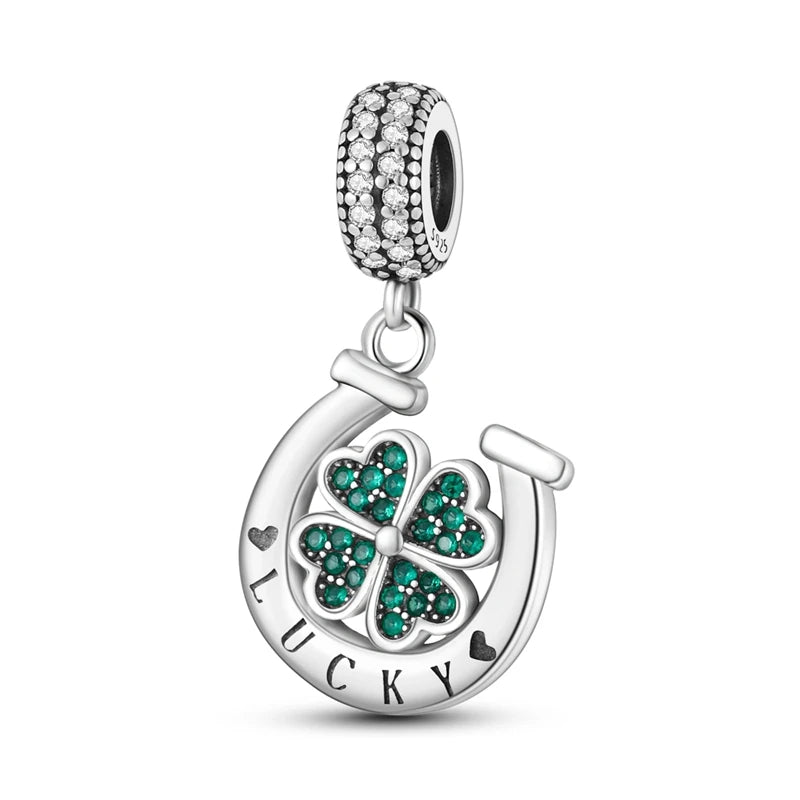 Neue 925 Sterling Silber Charm Perlen Vierblättriges Kleeblatt Anhänger Für Original Armband Halskette Frauen DIY Geschenke
