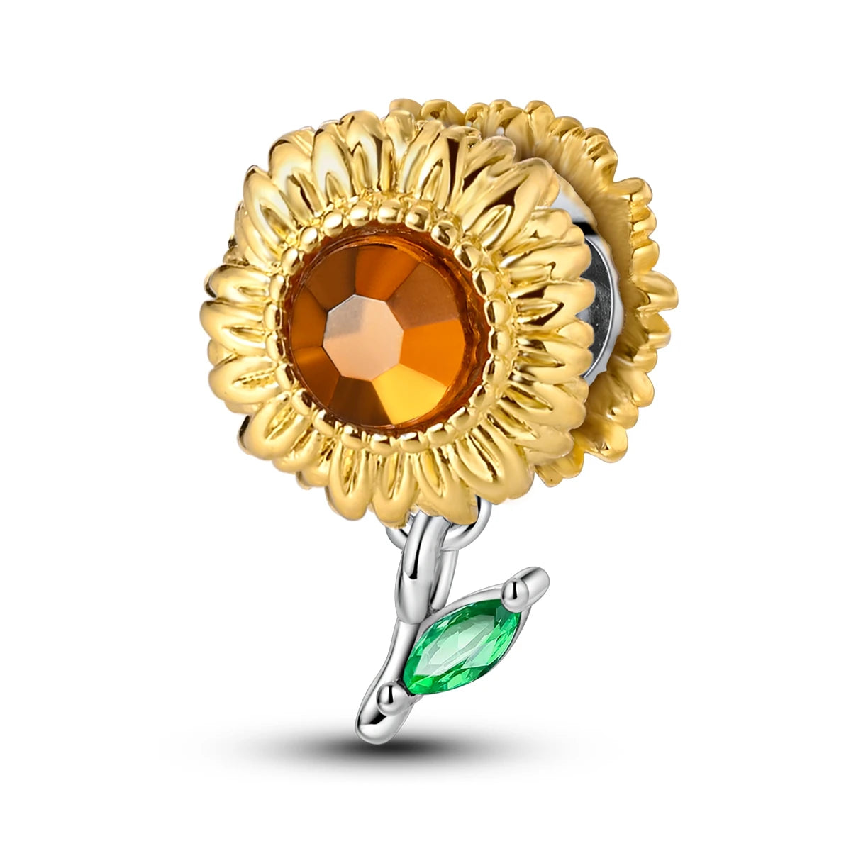 Neu im 925er-Sterlingsilber, goldene Sonnenblume, glückliche Sterne, passend für Original-Armbänder, Halsketten, Sonne, Mond, Diamant-Charm, Schmuck zum Selbermachen