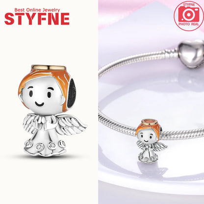 Neue Silber 925 Engel Skulptur Charms Herz Perlen Fit Original Armband für Frauen Schmuck Party Perlen DIY Edlen Schmuck Geschenke