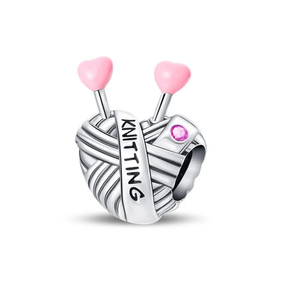 Original 925 Sterling Silber Nähmaschine Schere Charms Perle eingelegt rosa Zirkonium Anhänger passen Armband Schmuck Liebhaber Geschenk