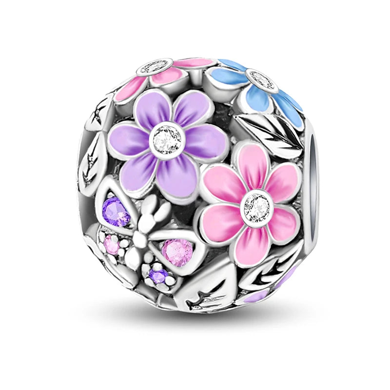 925 Sterling Silber Mode-Sonnenblumen-Charms, Pflanzenanhänger, DIY-Armband- und Halskettenherstellung, hochwertiges Schmuckgeschenk