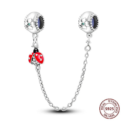 Sicherheitskette Libelle Schmetterling 925er Sterlingsilber Original Marienkäfer Kolibri Charm DIY Schmuckherstellung für Armband Armreif
