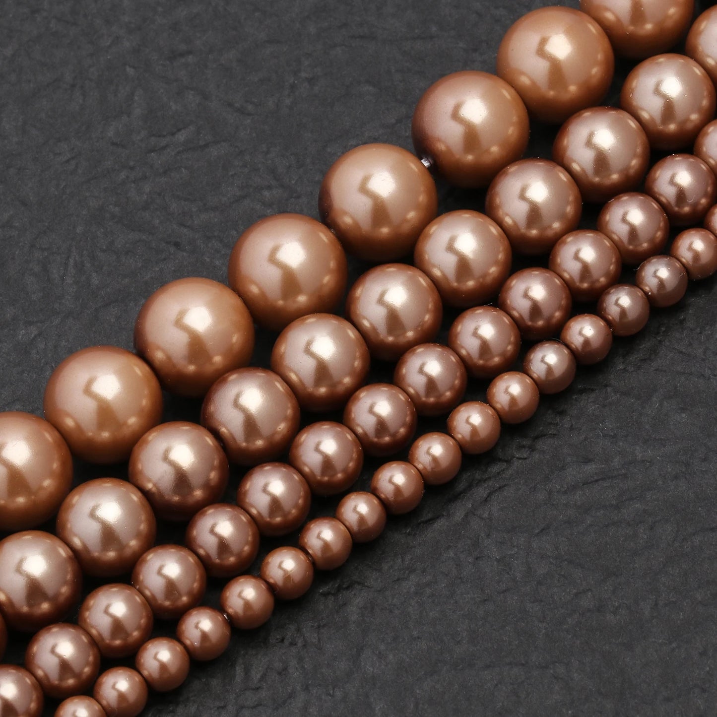 Großhandel Bulk Brown Shell Pearl Bead Runde lose Distanzperlen für Schmuckherstellung DIY Geschenk Armband Halskette 15'' 4 6 8 10mm
