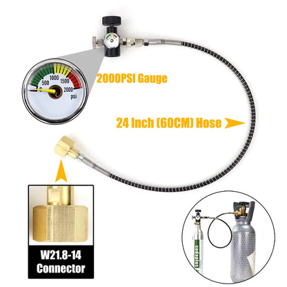 CO2-Zylinder-Tank-Nachfülladapter-Schlauchlehre-Set für Sodastream zum Aufladen von Nachfüllen von CO2 mit W21.8-14 G3/4 CGA320-Anschluss