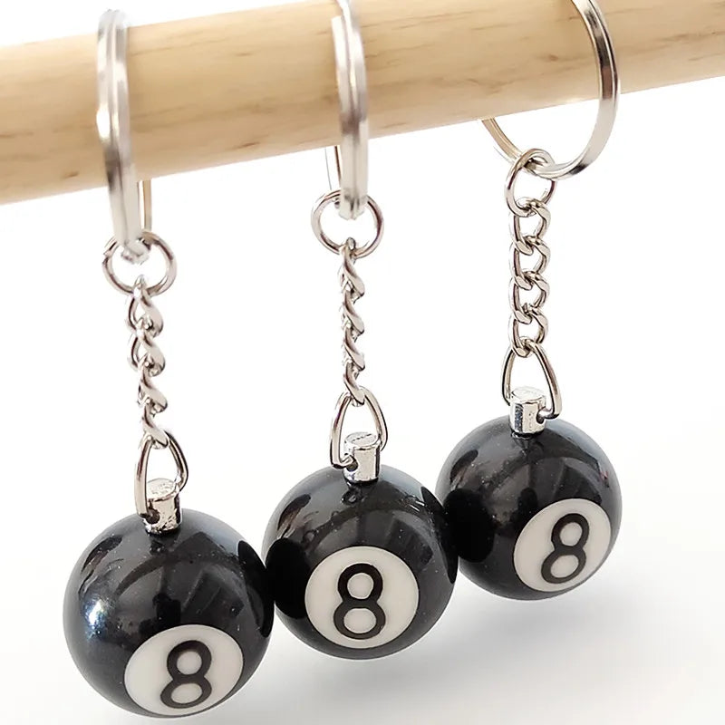 Mode Kreative Billard Pool Schlüsselbund Tisch Ball Schlüssel Ring Glück Schwarz Nr. 8 Schlüssel Kette 25mm Harz Ball Schmuck geschenk