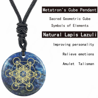 Natürlicher Kristallstein, Metatronwürfel, mehrdimensionale Anhänger, Mythologie, Engel, geheimnisvolle göttliche Symbole, Reiki-Energie-Halsketten