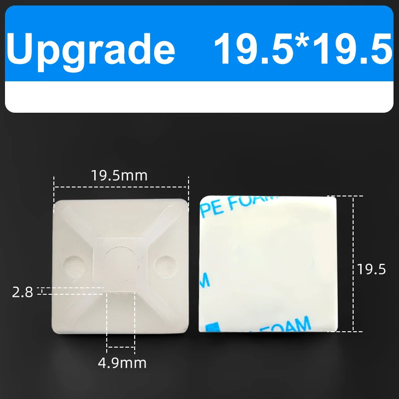 100PCS Selbstklebende Positionierung Upgrade Starker Kleber Sucker Kabelbinder Basen Montieren Draht Befestigung Sitz Linie Organizer Abnehmbare Wand