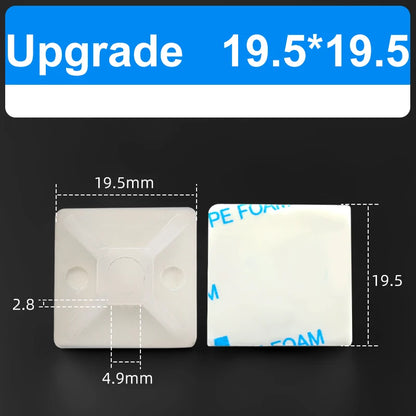100PCS Selbstklebende Positionierung Upgrade Starker Kleber Sucker Kabelbinder Basen Montieren Draht Befestigung Sitz Linie Organizer Abnehmbare Wand