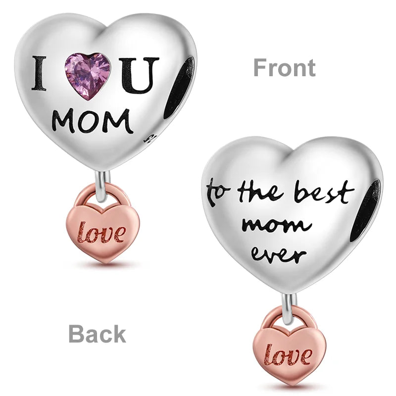 Charm-Perle aus 925er-Sterlingsilber, Mutter-Geschenk, Mutter, Liebe, glückliche Familie, baumelnd, passend für Original-Armreif, Halskette, DIY-Schmuck
