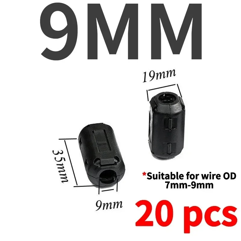 20 Stück 3.5/5/7/9/11/13/15mm EMK-Ringkern Ferrit perlen klemme Drossel spule Ferrit filter clip kabel für schwarzes magnetisches Aufschnappen