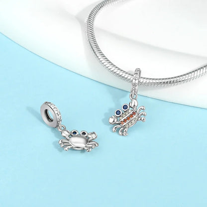 925 Silber DIY Schmuck Zubehör Zirkon Krabbe Wal Big Mouth Fisch Charms Perlen passen Original Armband Schmuckstück