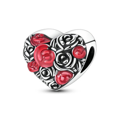 Rote Serie 925er Sterlingsilber, Koi-Herz, Pilz, Feuerwerkskörper, Kaffeemaschine, Charm, passend für DIY-Armbänder, Halsketten, exquisite lustige Geschenke