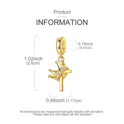 925 Silber Charms Perlen Goldenes Kreuz Krone Wal Schmetterling Anhänger Fit Original Armband Halskette Frauen Schmuck DIY Geschenke