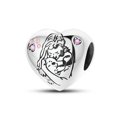 Bezaubernde herzförmige Perlen aus 925er-Sterlingsilber, Familie, Liebe, Tier, Fußabdruck, Charm-Armband, Halskette, passend für Frauen, DIY-Urlaubsgeschenke