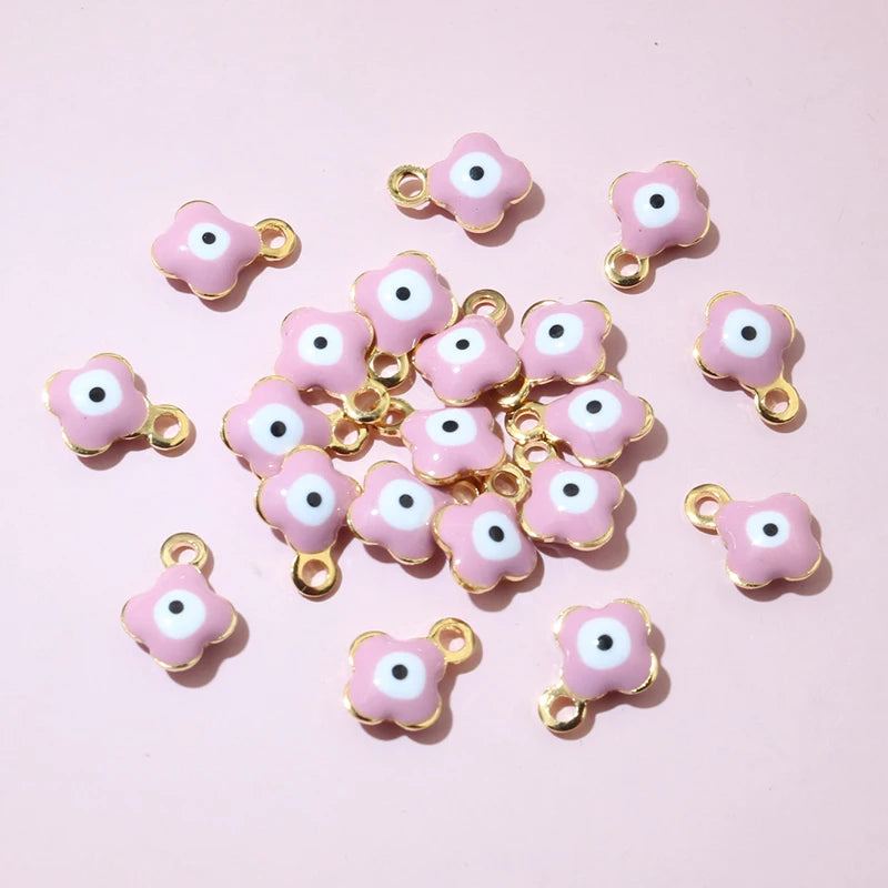 20 Stück 9x7mm Emaille Böse Augen Blumen Anhänger Anhänger kleine Edelstahl DIY Schmuck Herstellung Zubehör Ergebnisse