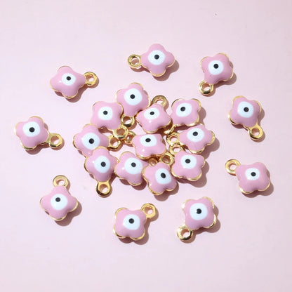 20 Stück 9x7mm Emaille Böse Augen Blumen Anhänger Anhänger kleine Edelstahl DIY Schmuck Herstellung Zubehör Ergebnisse