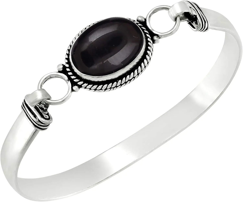 Vintage-Armreif aus 925er Silber, natürlicher ovaler Mondstein, handgefertigter Armreif mit Geburtsstein, Geschenke, edler Schmuck für Damen und Herren