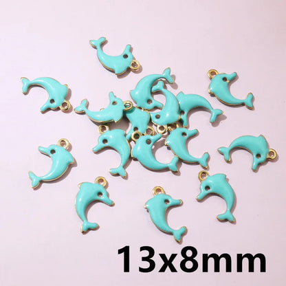 20 Stück Edelstahl Emaille Dolphin Lightning Moon Charms Anhänger für Ohrringe Armband Halskette DIY Schmuck Herstellung Zubehör