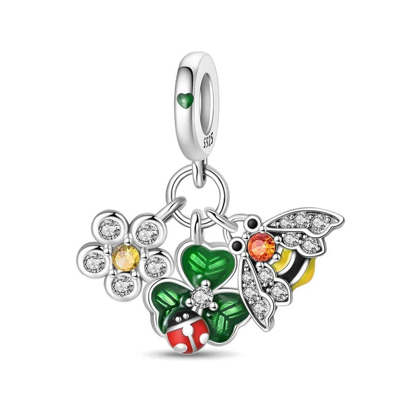 Heißer Verkauf 925er Sterlingsilber Blauwal & Marienkäfer & Engel baumelnder Charm für Armband Boutique Halskette MiNi-Serie Anhänger Geschenk