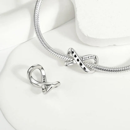 Charm-Anhänger aus 925er-Sterlingsilber für immer, Familie, unendliche Liebe, passend für Original-Armbänder, DIY-Edelschmuckherstellung, Geschenk
