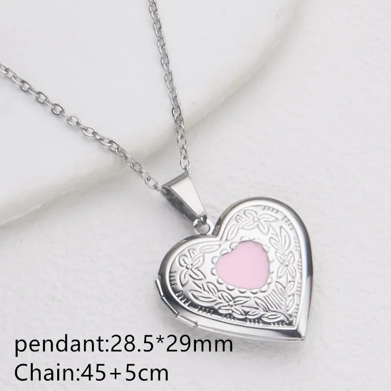 Vintage Edelstahl Offenes Herz Anhänger Halskette Für Frauen Und Mädchen Schmuck Zubehör Geschenk